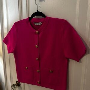 Zara Fuchsia Cardigan with Gold Accents